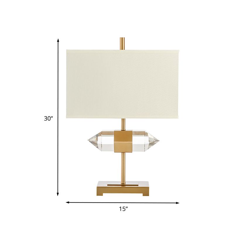 Contemporary 1 Bulb Desk Light Gold Rectangular Night Table Lamp with Fabric Shade