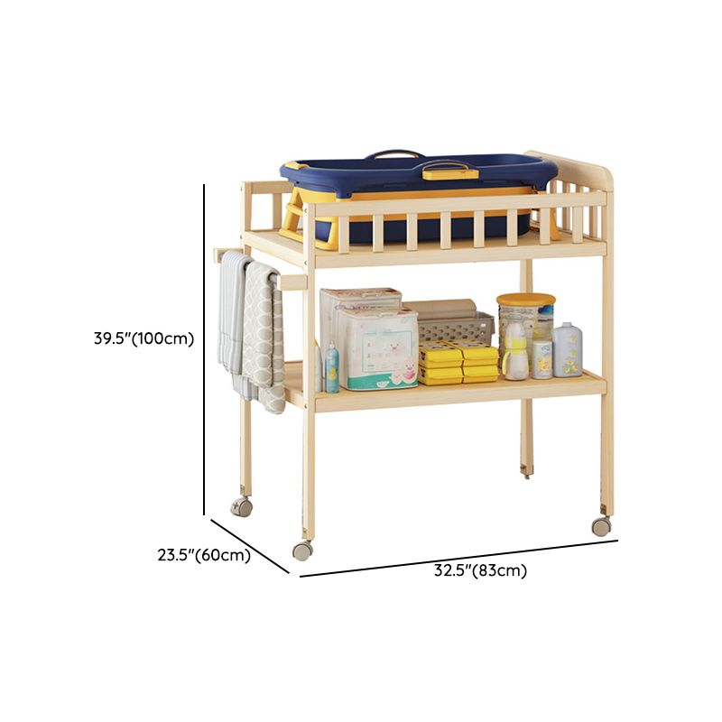 Solid Wood Flat Top Changing Table with Storage Shelf 2-in-1 Baby Changing Table