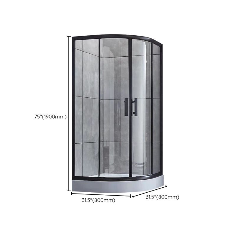 Rounded Matt Black Shower Enclosure Tempered Glass Corner Shower Enclosure