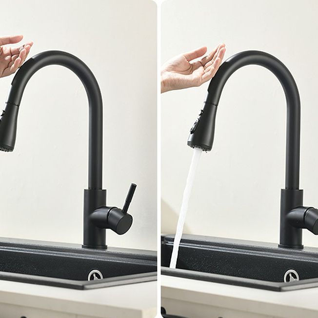 Modern Kitchen Faucet Stainless Steel Single Handle High Arc Retractable Kitchen Faucet