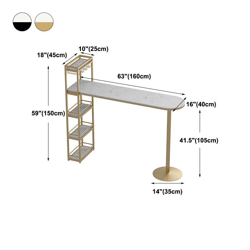 White Rectangle Bar Table Contemporary Bar Dining Table with Sled Base