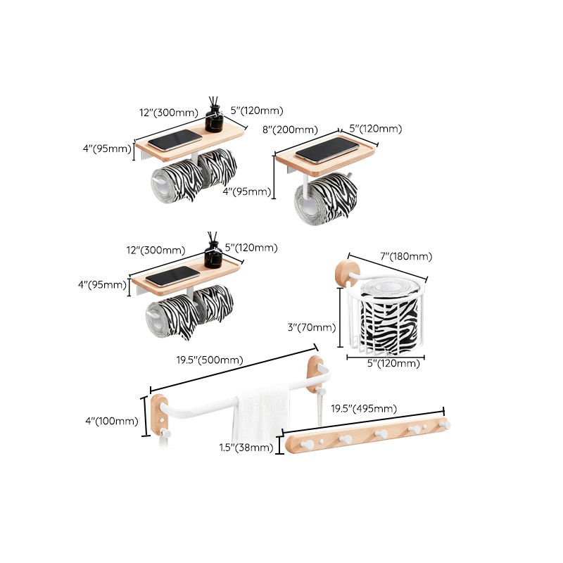 White 7-piece Bathroom Accessory Set Wood and Metal Bathroom Set