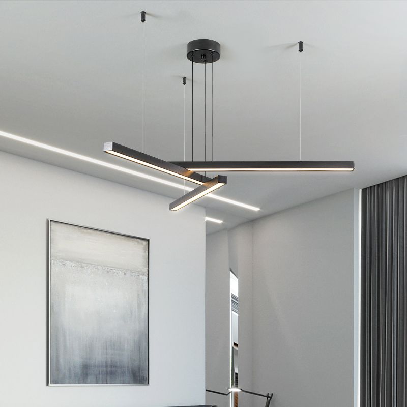 Modern Style Chandelier Lighting Fixtures Metal Linear Hanging Chandelier