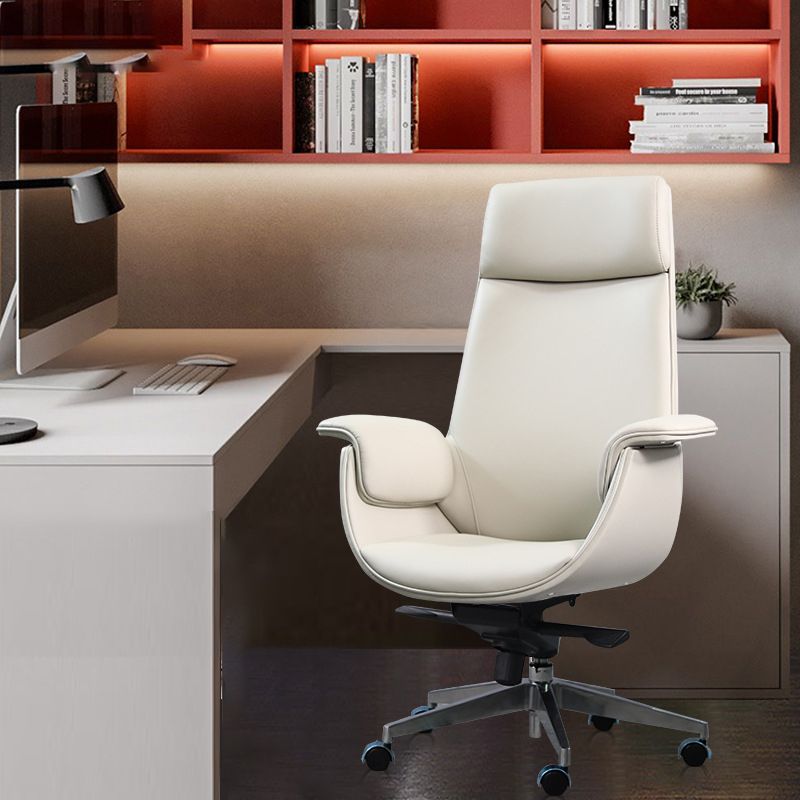 Modern Arms Included Chair High-Back Leather Desk Chair with Wheels