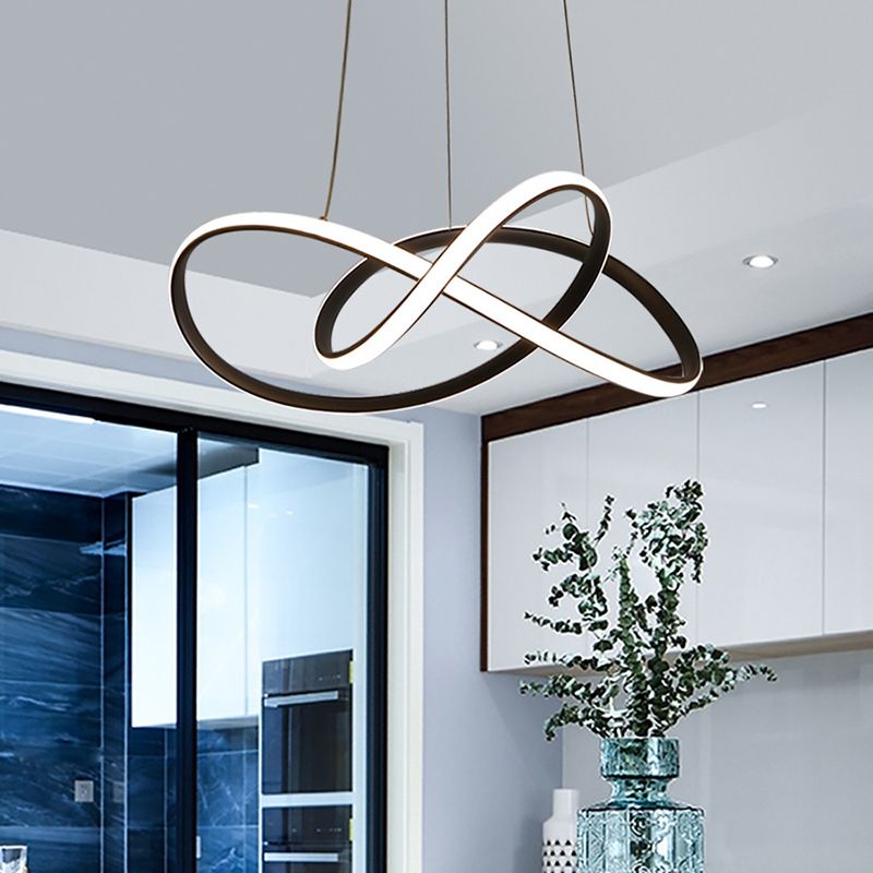 Twist Chandelier Pendant Light Minimalistic Metal Dining Room Hanging Light Fixture