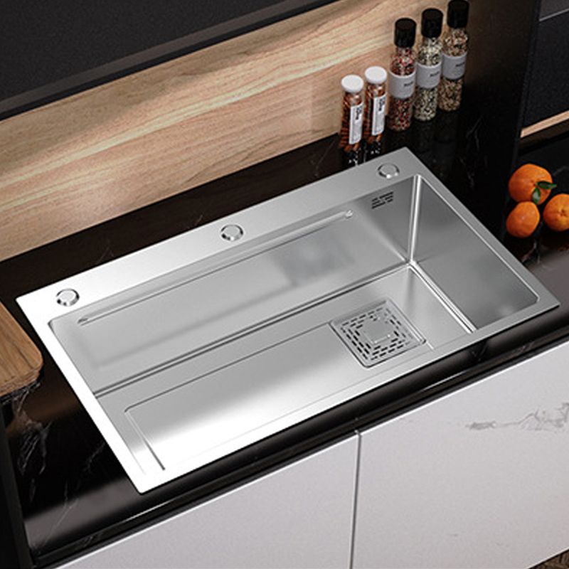 Modern Kitchen Sink Stainless Steel with Grid Strainer and Faucet Workstation Sink