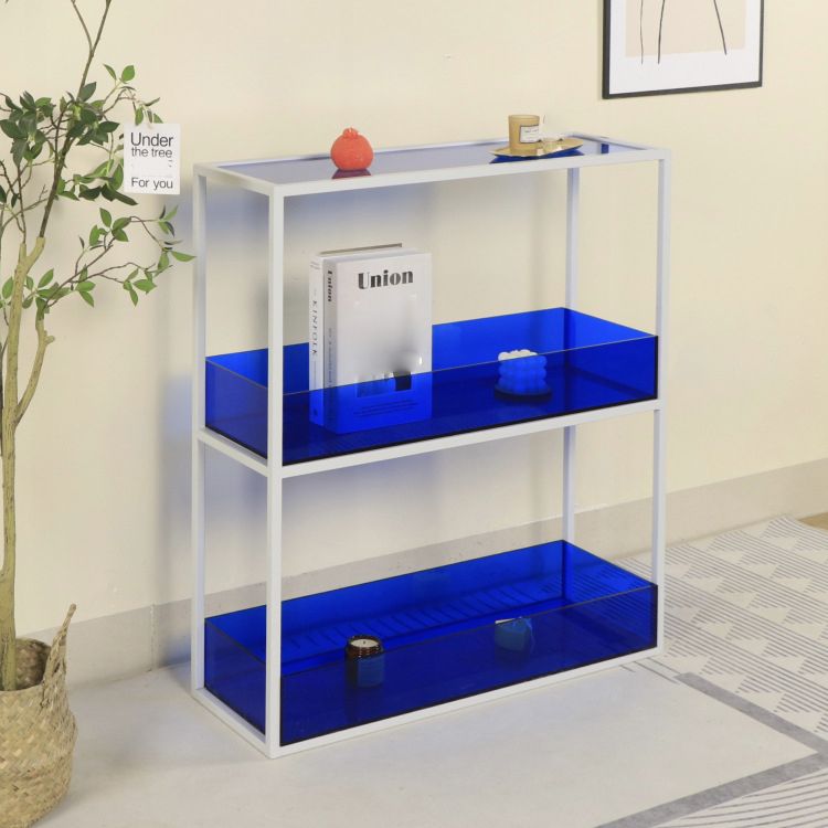 Contemporary Acrylic Bookcase Etagere Open Back Bookshelf with Shelves