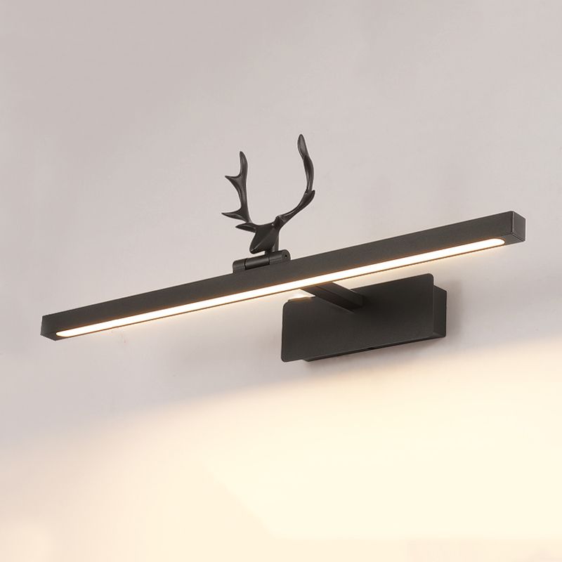 Lineaire vorm Metalen wand SCONCE Moderne stijl 1- Lichte spiegelwandgemonteerd licht in zwart