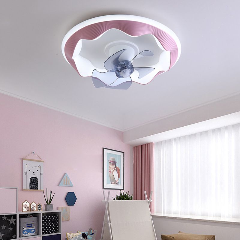 Metal Round Shape Ceiling Fan Modern Style 2-Lights Ceiling Fans Fixtures