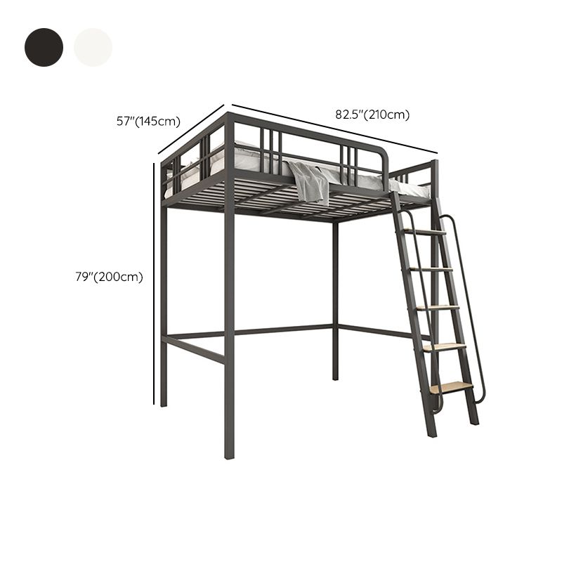 Modern High Loft Bed Guardrail Included Metal Bed Frame with Built-In Ladder