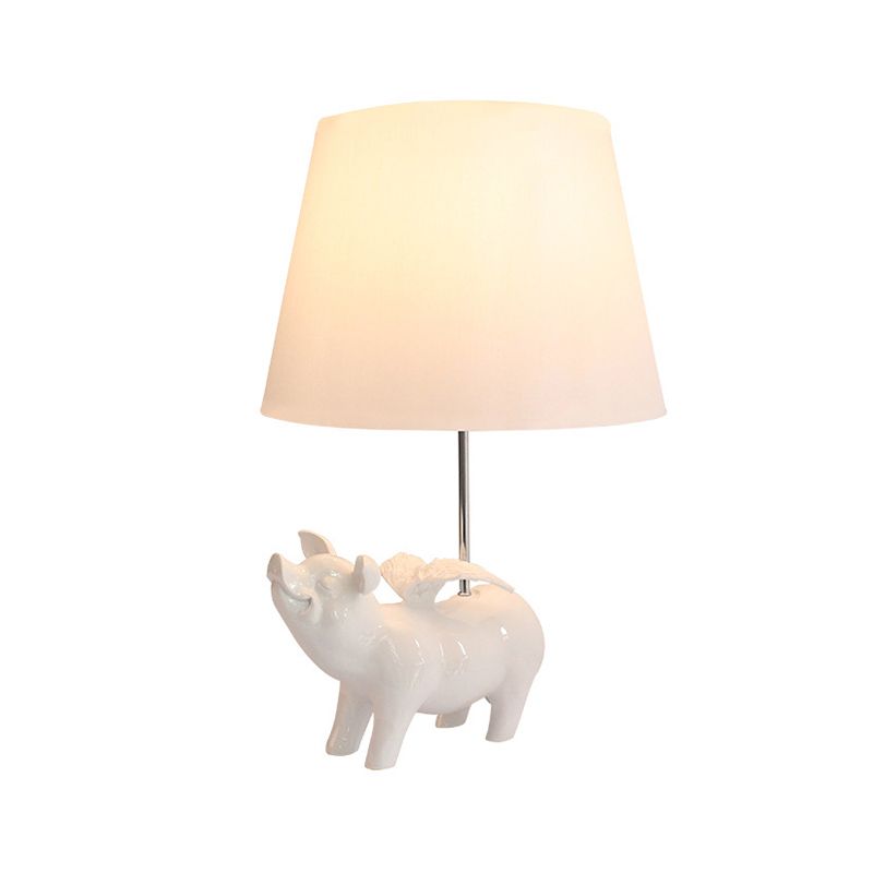 Contemporary Piggy Study Light 1 Light Resin Desk Light with Trapezoid Shade for Bedside