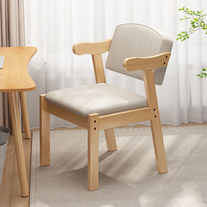 Contemporary Rubberwood Open Arm Chair Matte Finish Upholstered Dining Chair