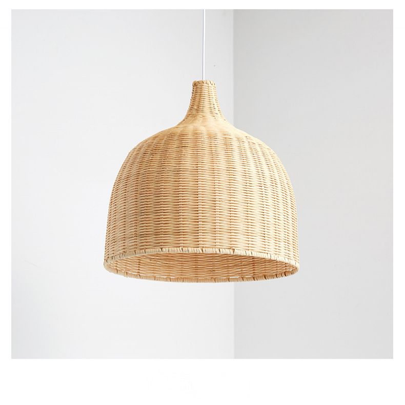 Lampada a sospensione cupola investita a mano in bambù cinese Bamboo tavolo da pranzo a bulba Luce a soffitto in beige