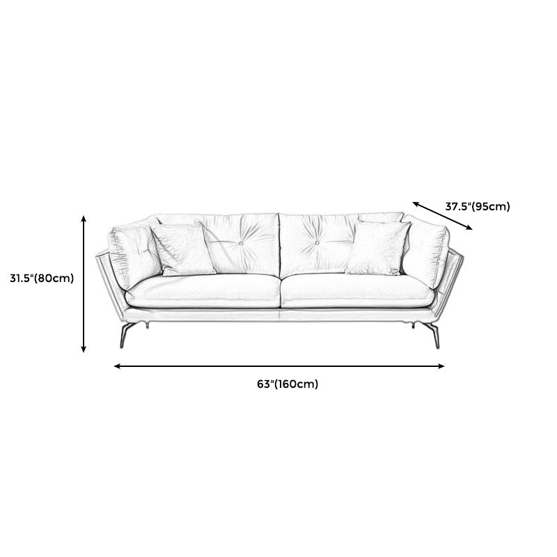 31 " High Modern Faux Leather Flared Arm Standard Sofa with Cushions for Apartment