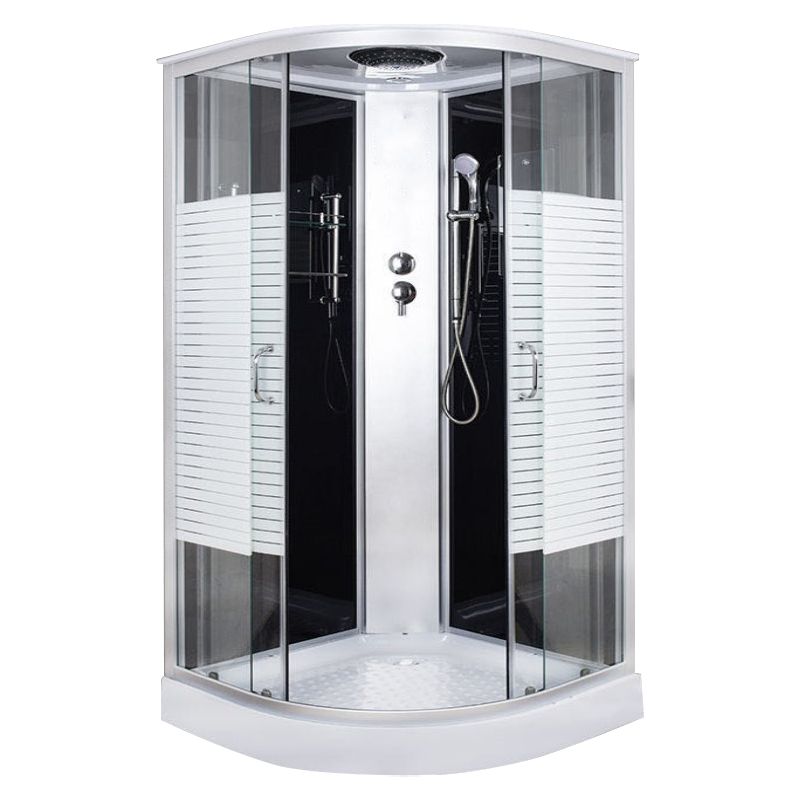 Contemporary Shower Kit Clear Tempered Framed Arc Shape Shower Stall