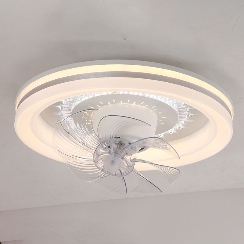 7-Blade Contemporary Ceiling Fan Polish Finish Fan with Light for Living Room