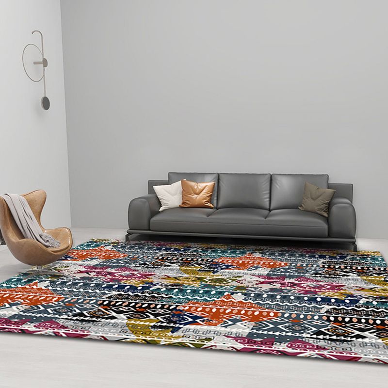 Comfort Geometric Print Rug Multi Color Polyster Area Carpet Non-Slip Backing Pet Friendly Indoor Rug for Living Room