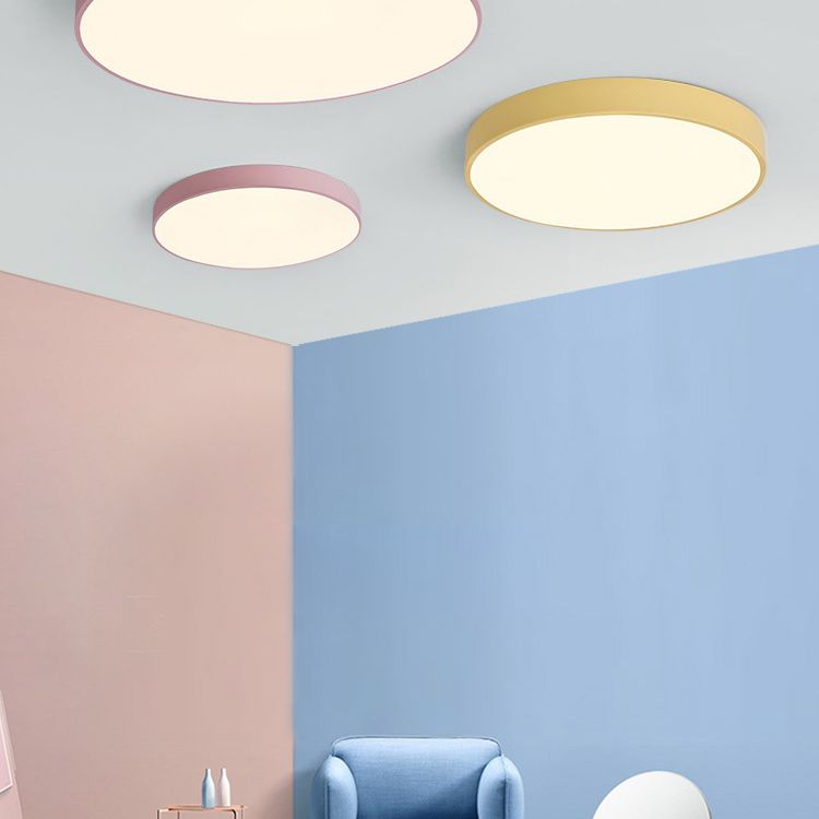 Nordic Style LED Flush Mount Ceiling Fixture Circular Ceiling Mounted Light with Acrylic Shade