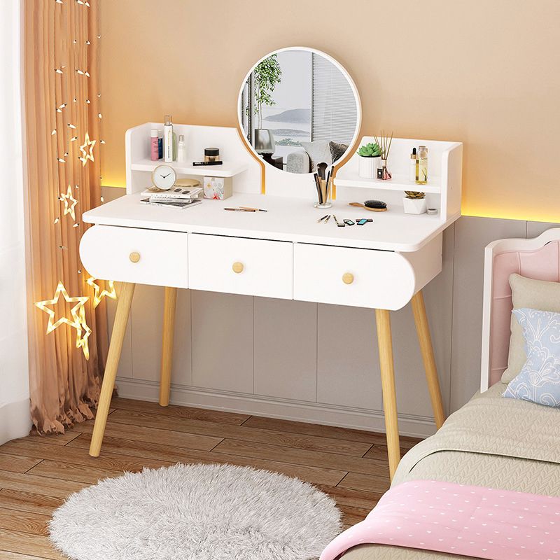 Modern Makeup Vanity Desk with Mirror and Storage Shelves, 47.25"