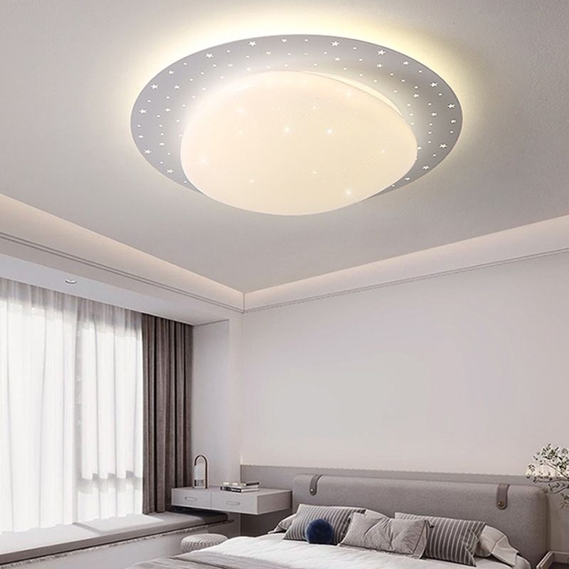 LED Modern Metal Flush Mount Cobblestone Shape Ceiling Lamp with Acrylic Shade for Bedroom