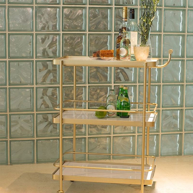 35.43" High Modern Prep Table Rolling Metal Prep Table for Home