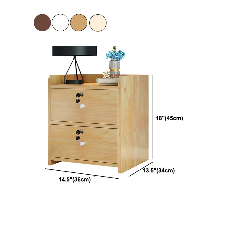 Artificial Panel 18'' Tall Nightstand Drawer Storage Modern Bed Nightstand with Lock