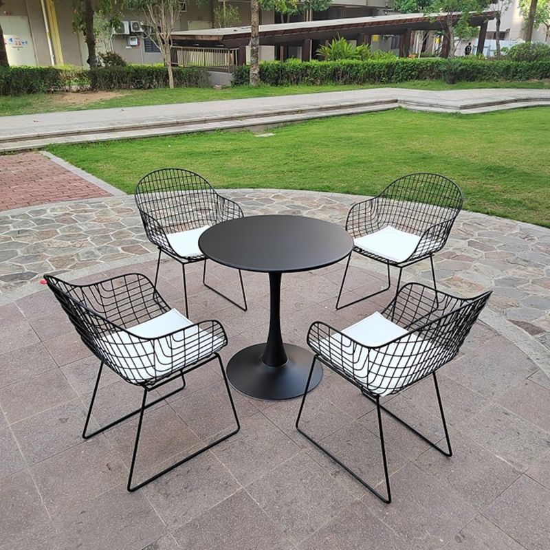 Contemporary Patio Chair Set Metal Outdoor Bistro Chairs with Cushion