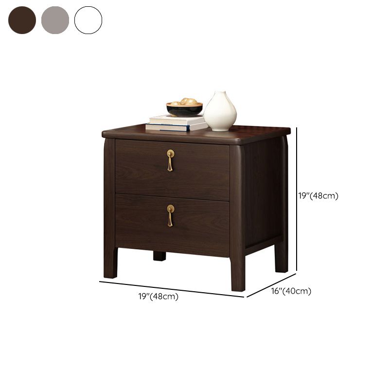 Contemporary Nightstand Solid Wood Bedside Cabinet for Bedroom