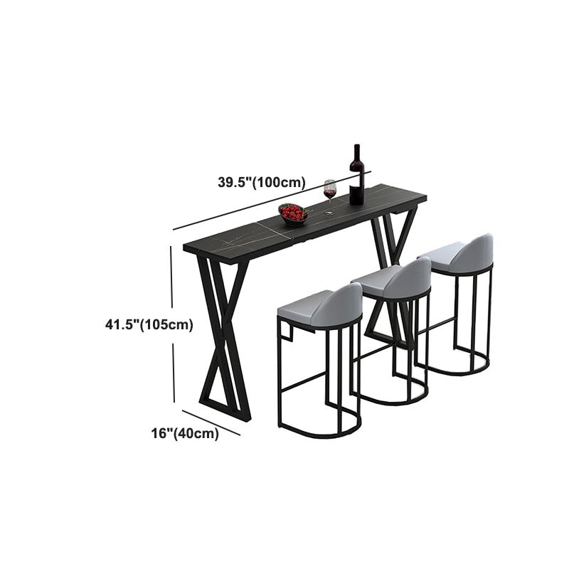 Contemporary Stone Top Bar Counter Rectangle Bar Counter with Sled Base