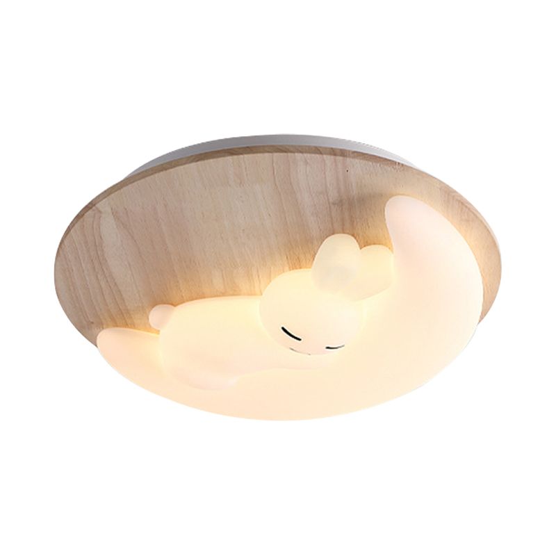 Wooden Ceiling Mount Light Modern LED Ceiling Light with Acrylic Shade for Bedroom