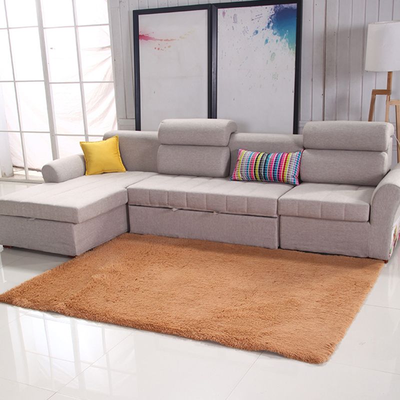 Simple Plain Rug Multicolor Artificial Wool Rug Anti-Slip Pet Friendly Rug for Living Room