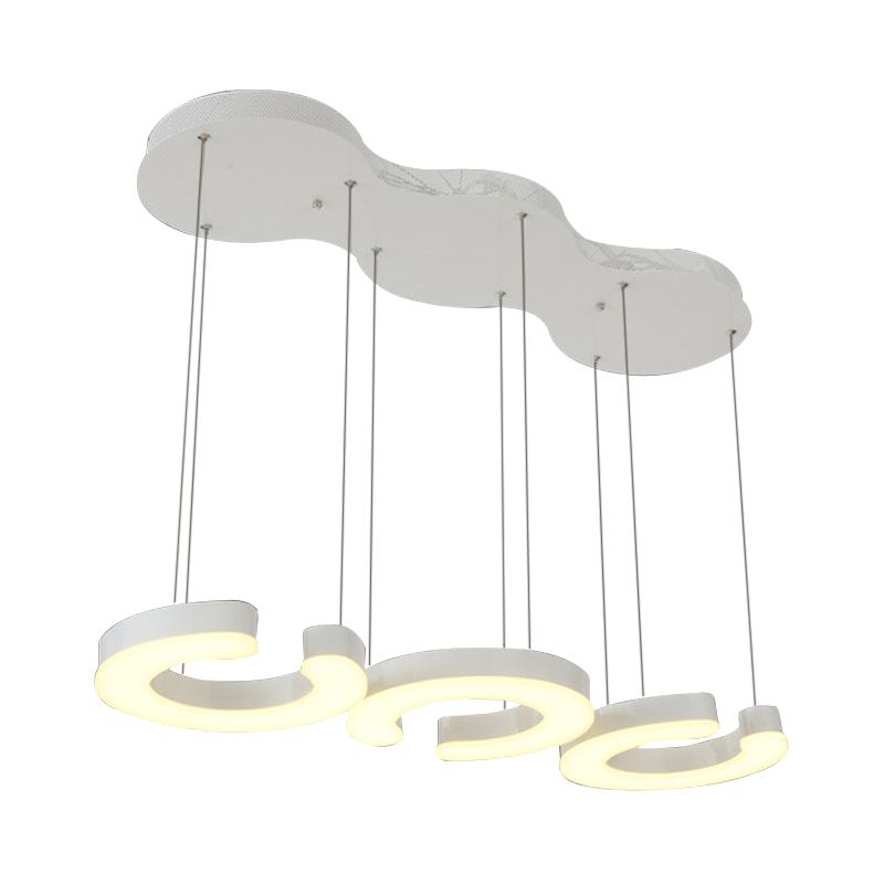 Kit de lumière suspendue en forme de C LED minimaliste LED Plafond de plafond blanc en lumière chaude / blanc avec une verrière rond / linéaire