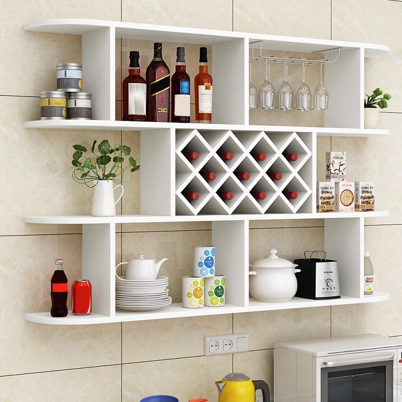 Wood Wall Mounted Modern Wine Rack Wine Stemware Holder for Kitchen