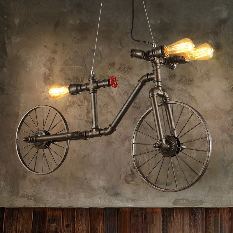 Bicycle Chandelier Light Fixture Industrial Metal Pendant Lighting for Restaurant