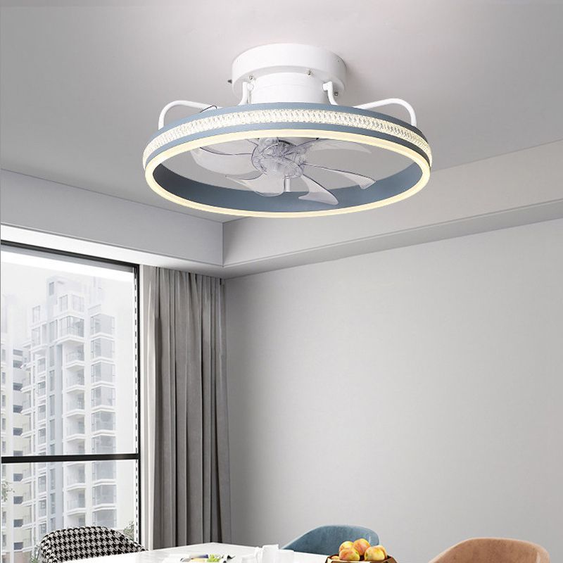 Modern Circle Ceiling Fan Lights Metal LED Ceiling Fan for Bedroom