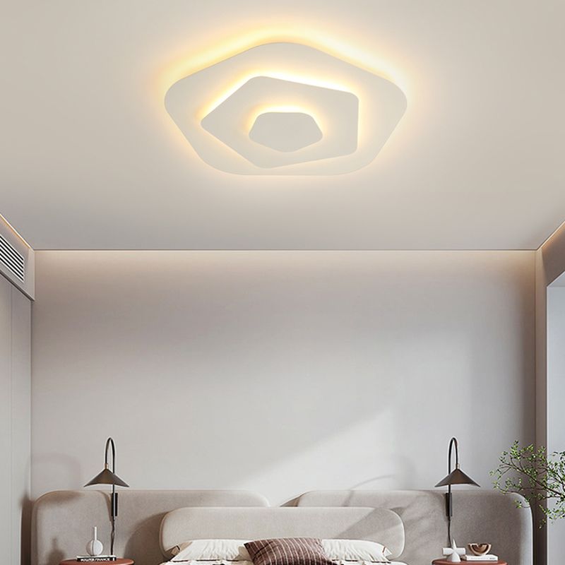 Modern Metal Flush Mount Geometric Shape Ceiling Lamp with Acrylic Shade for Bedroom