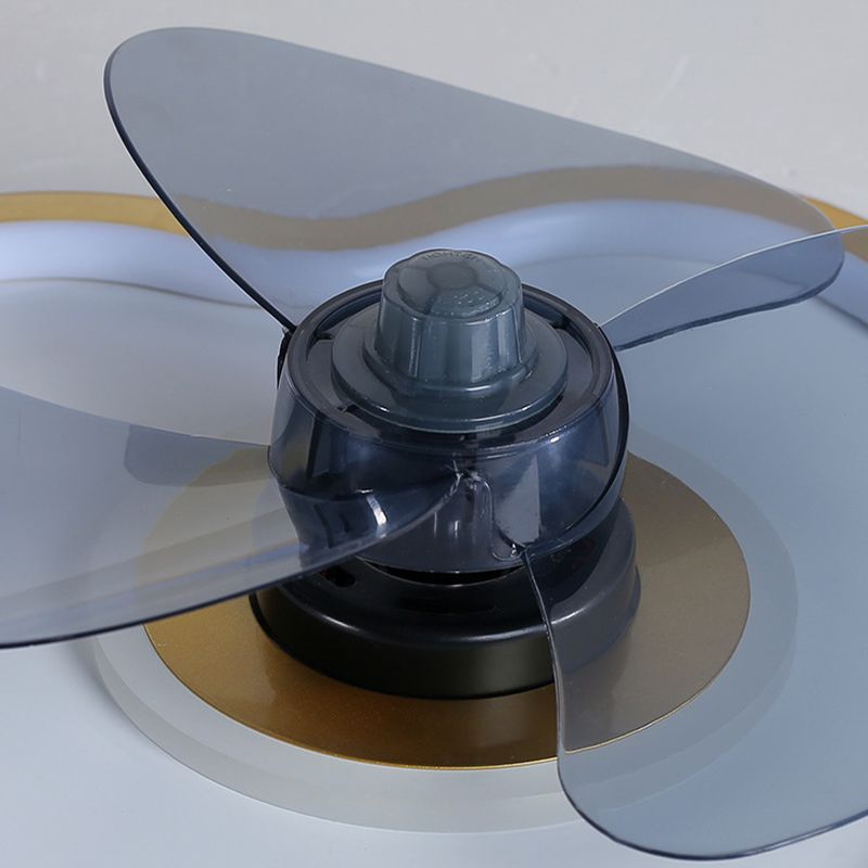 3-Blade Ceiling Fan Children Metallic Black/Golden Fan with Light for Foyer