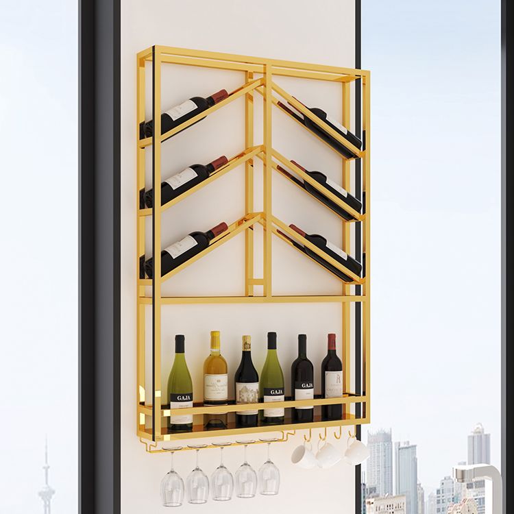 Luxury Style Stainless Steel Wall Mounted Wine Holder Rack in Gold