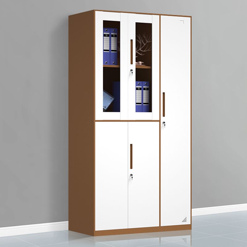 White and Brown Wardrobe Cabinet Modern Steel Wardrobe Armoire