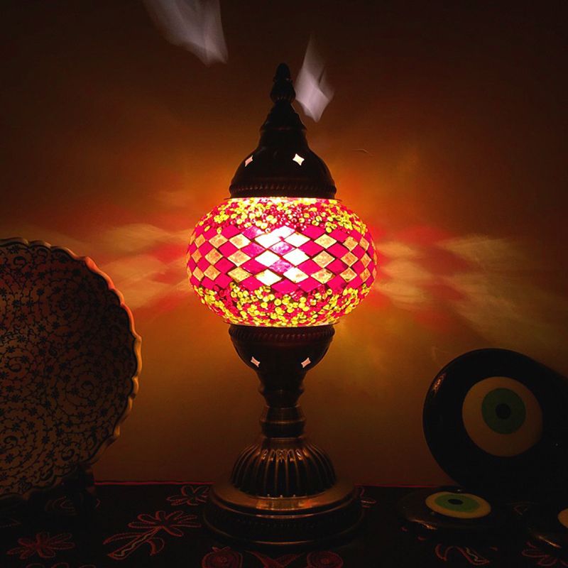 Turkish Mosaic Table Lamp Vintage Style Glass Lamp Shade Desk Lamp Fixture