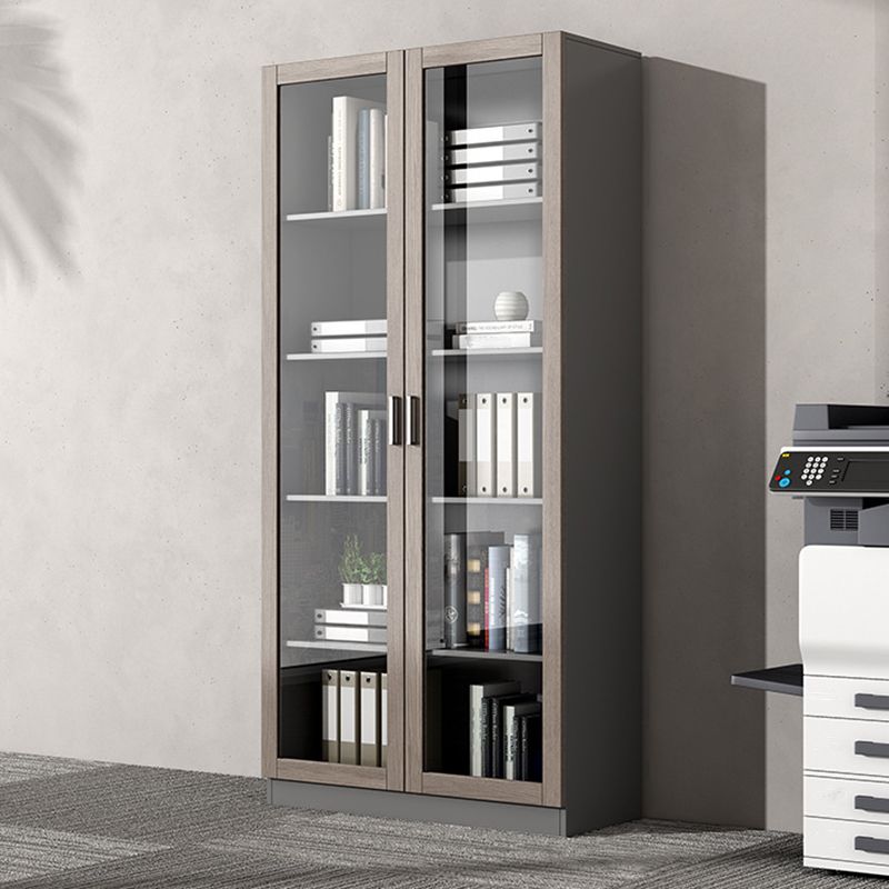 File Cabinet Wood and Glass Vertical Storage Shelves Contemporary File Cabinet