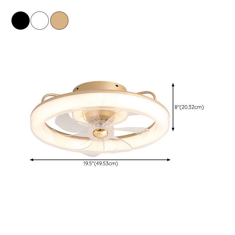 Metal Round Shape Ceiling Fans Modern Style 2 Lights Ceiling Fan Fixtures