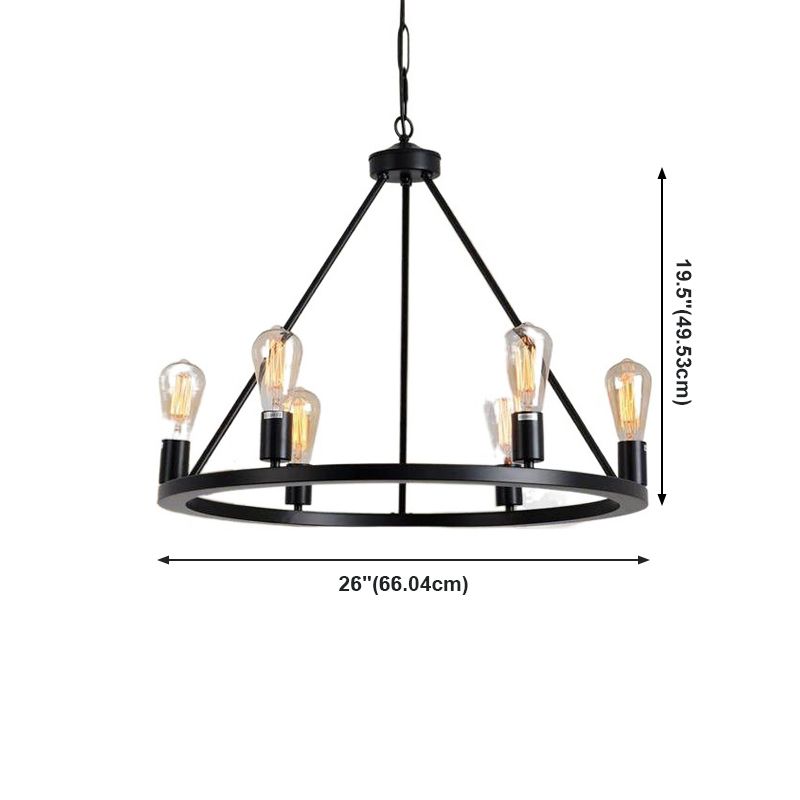 Wohnzimmer Kronleuchter schwarzer sechs Kopf Industriestil Hanging Fixture