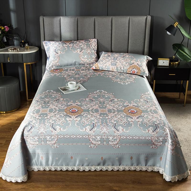 Silk Bed Sheet Three-piece Home Bedroom Dormitory Simple Bed Sheet Set