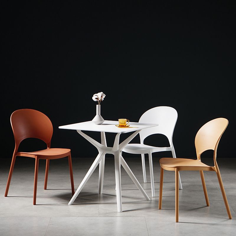 Contemporary Plastic Armless Chair Dining Room Open Back Chair