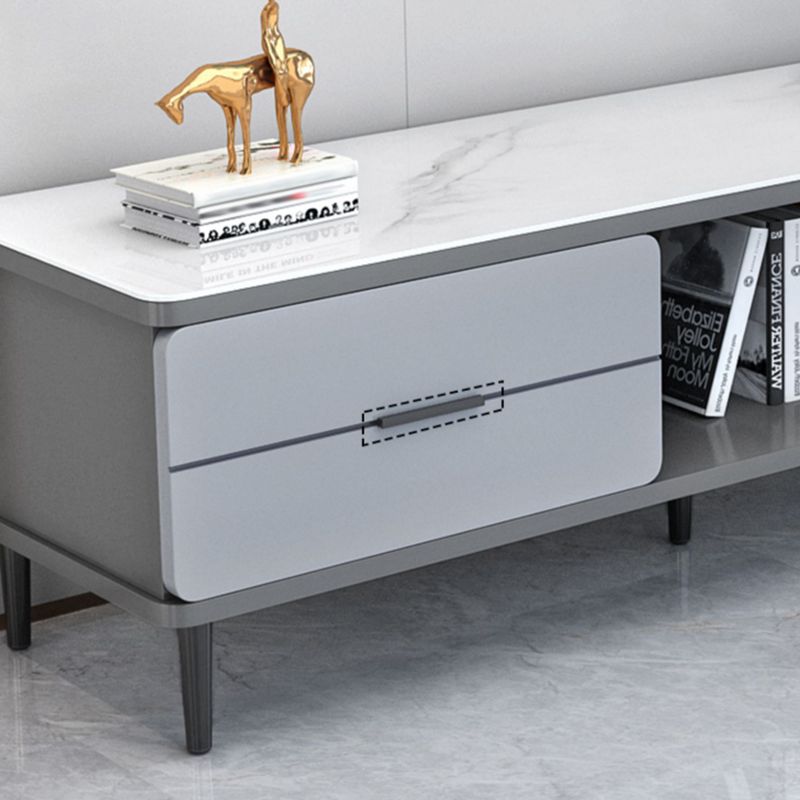 Glass TV Stand Console Contemporary Media Console with Drawers