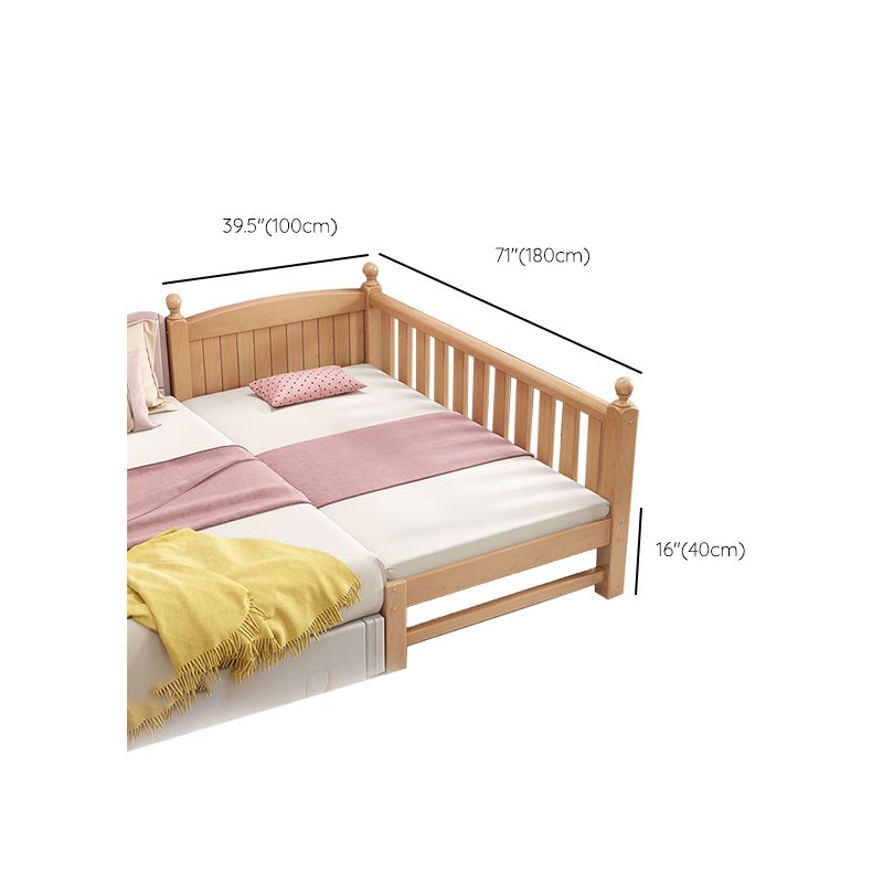 Glam Style Beech Wood Nursery Bed with Mattress and Guardrail