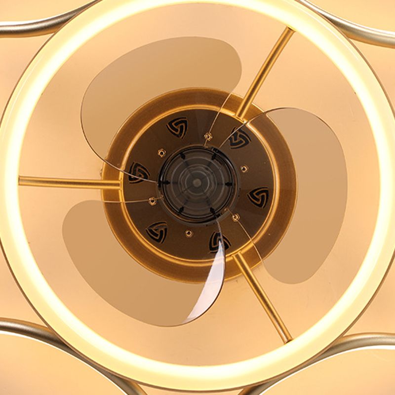 Circle Metal Ceiling Fan Lamp Modern Style LED Ceiling Light Fixture for Bedroom