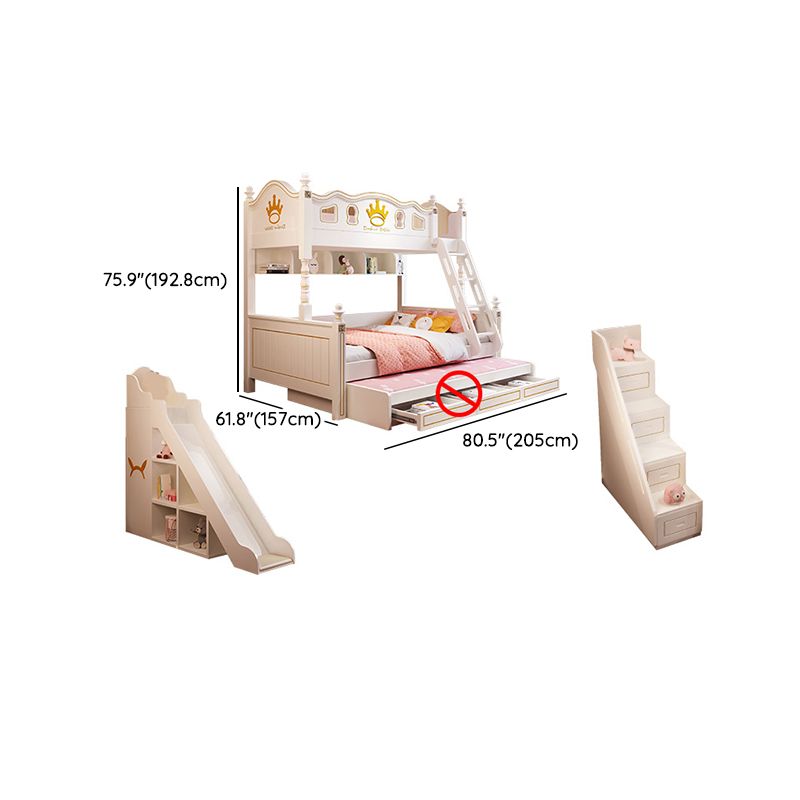 Nordic Wood Bunk Bed in White Mattress Included Loft Bunk Bed with Trundle