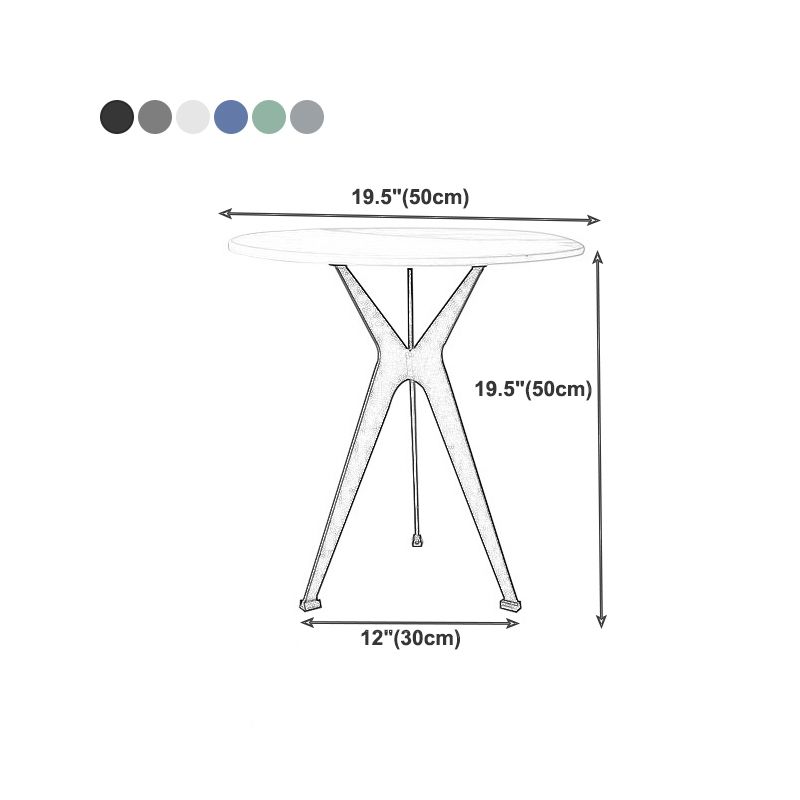 20" Tall Modern Marble Table Top End Table With Three Metal Legs